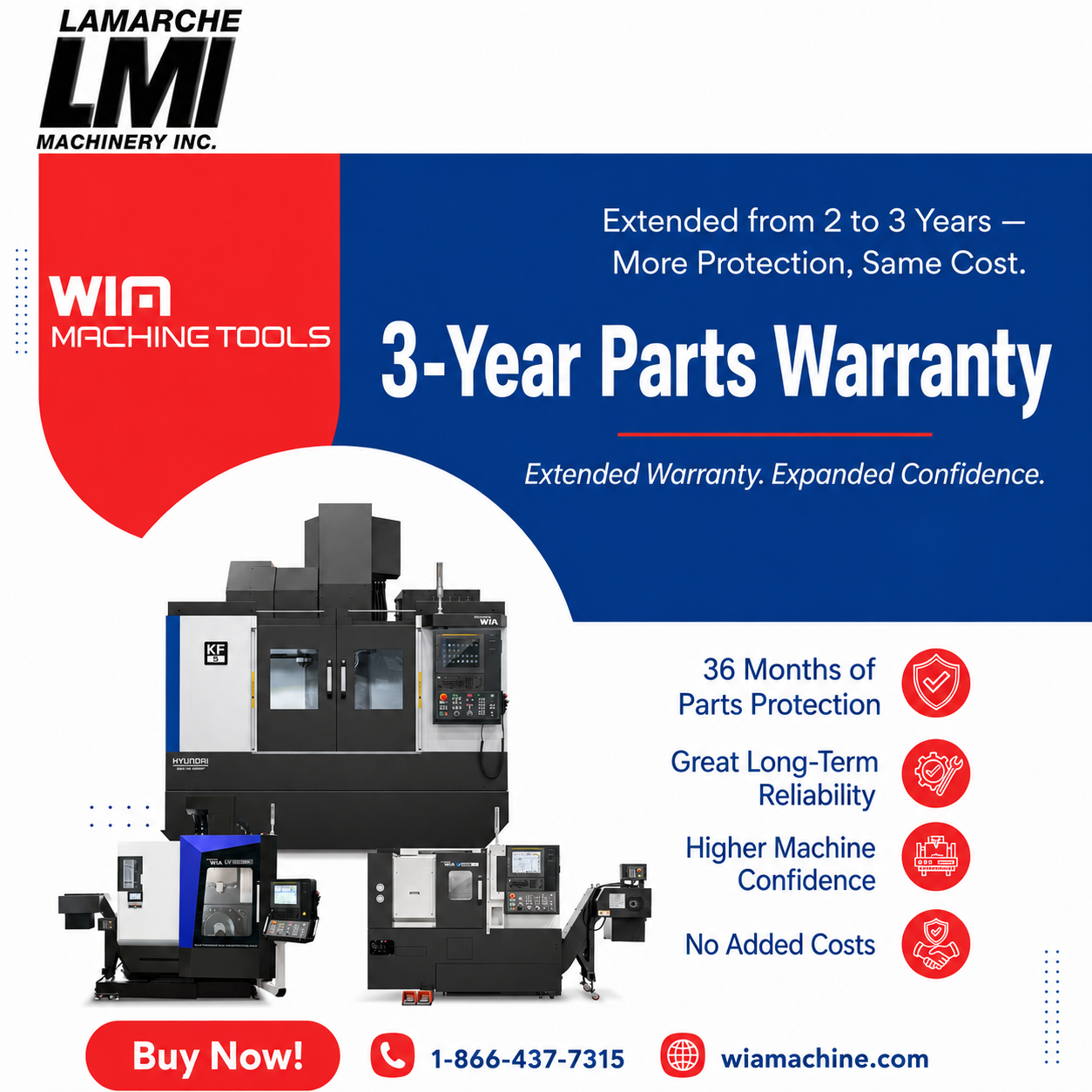Wia Machine Tools 3 Year Warranty Promotion 